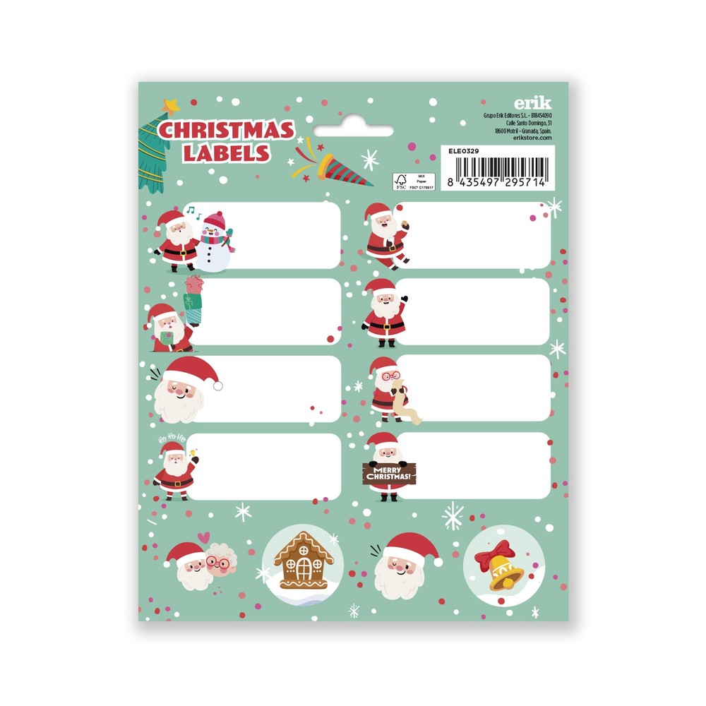 Grupo Erik - Christmas Santa Claus 2 Stickers Étiquettes adhésives - Multicolore